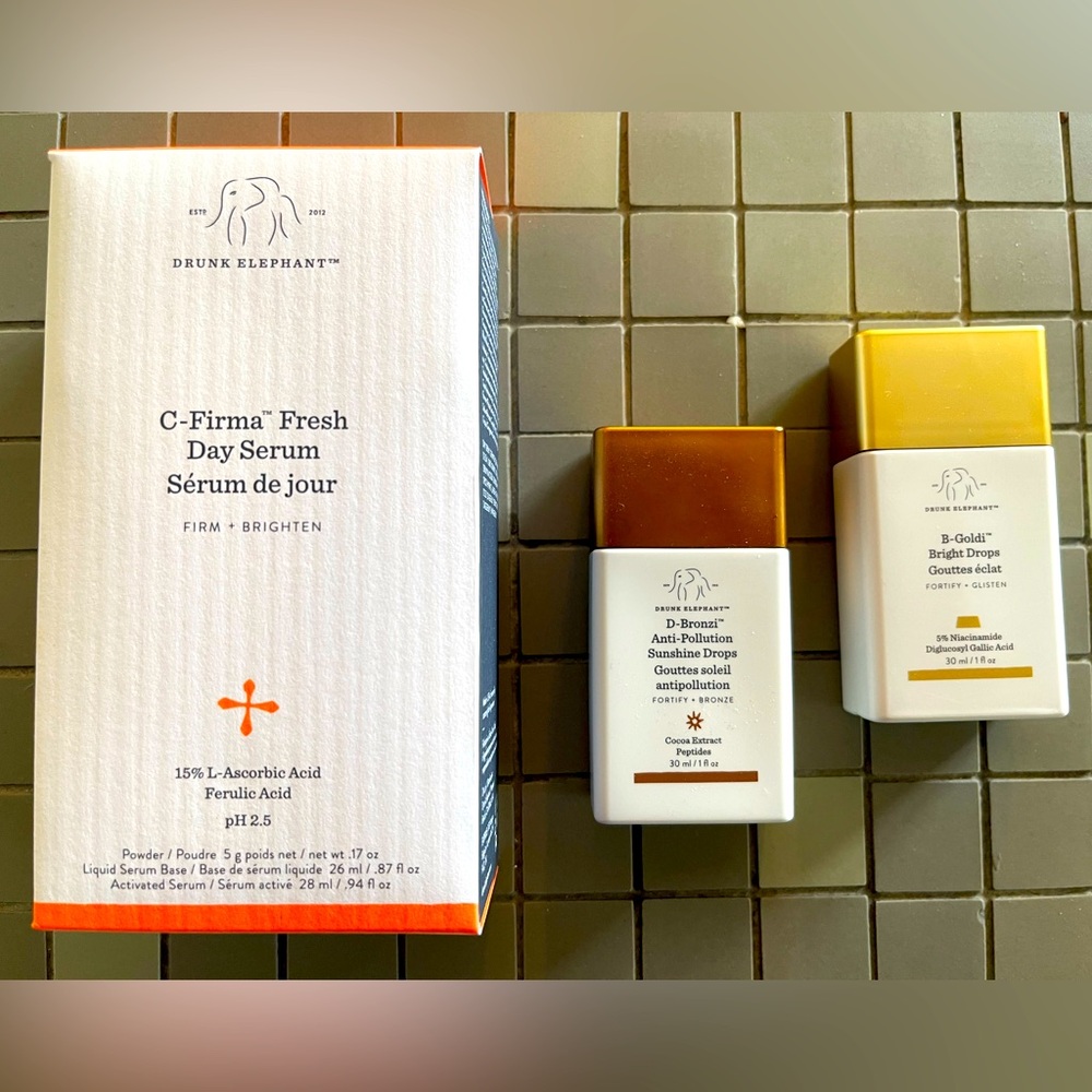 Drunk Elephant C-Firma Fresh Day Serum and D-Bronzi and B-Goldi Drops Set